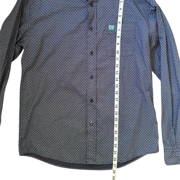 Cinch Boys’ Blue Print Button Down Long Sleeve Shirt Western Size XXL 16-18 - Picture 6 of 10